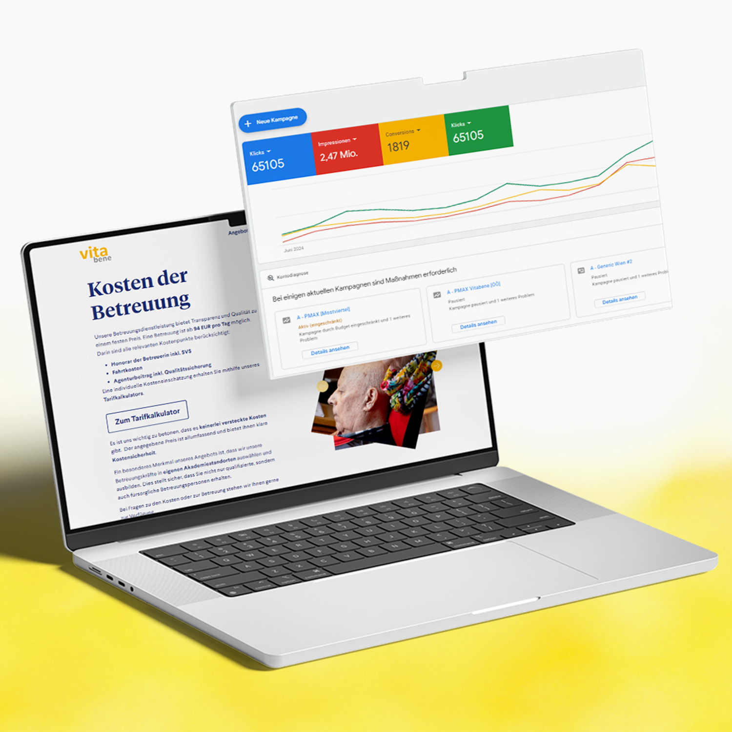 Vitabene – Push- und Pull-Kampagnen über Suche und Social Media